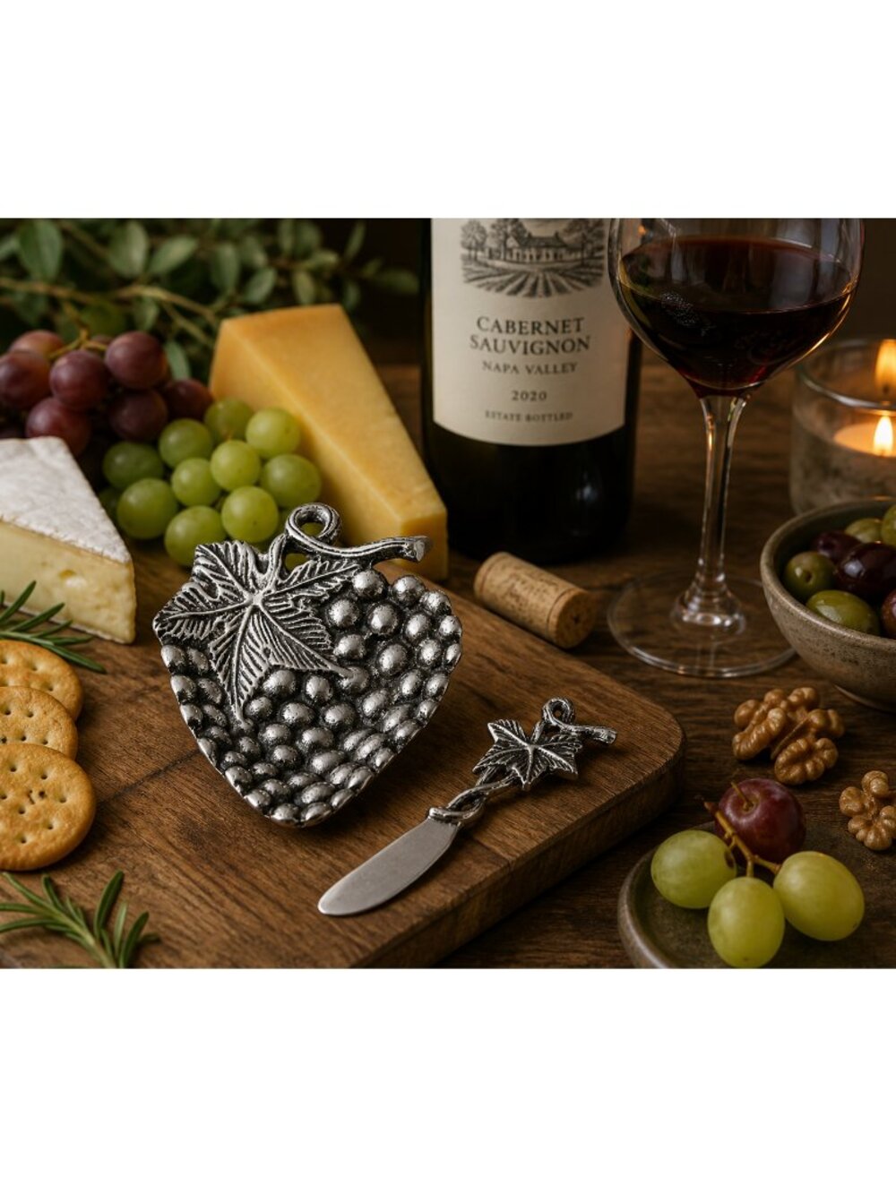 Nickel-Plated Grape Dish & Ivy Spreader Gift Set by Star Home